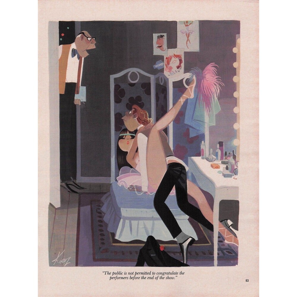 Vintage Asian dancer ballerina Sexy woman Cartoon Art funny Edmond Kirazian legs